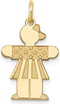 Diamond2Deal 14k Yellow Gold The Kids Small Stars and Stripes Girl Engravable Hugs Charm Pendant