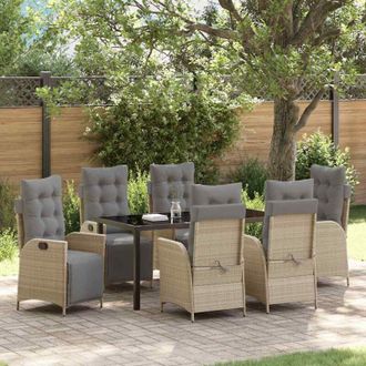 vidaXL Conjunto De Comedor De Jard&iacute;n 7 Pcs Beige Polirat&aacute;n Vidaxl