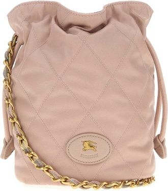 Burberry Pastel Pink Canvas Horseshoe Bucket Bag