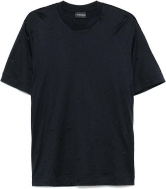 Emporio Armani Navy Blue Logo Embroidered T-Shirt