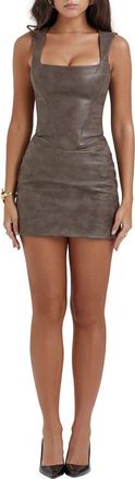 House of CB Pandora Sleeveless Faux Leather Minidress in Mocha at Nordstrom, Size X-Large