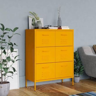 Berkfield Home Drawer Cabinet Mustard Yellow 80x35x101.5 cm Steel