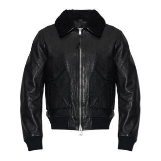 AllSaints Leather Jackets, male, Black, Size: S Vaucluse Aviator Leather Jacket