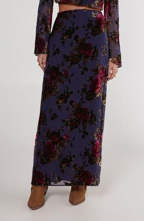 NASTY GAL Devor&eacute; Floral Chiffon Maxi Skirt in Blue at Nordstrom Rack, Size 0