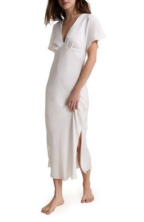 Etam Marry Me Satin Maxi Nightgown in White at Nordstrom, Size X-Small