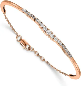 Diamond2Deal 14K Rose Gold 3/4 Ct Lab Grown Diamond Bangle Bracelet