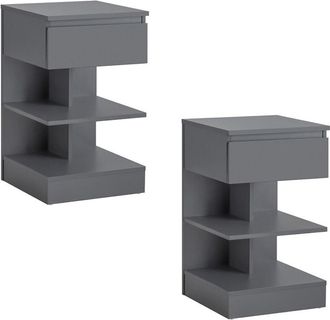 SoBuy SoBuy FBT49-HGx2, Set di 2 Comodino Camera da Letto - Comodino con 1 Cassetto e 2 Ripiani, Tavolino Salotto - Moderna Cassettiera L39 x P39 x A65 cm