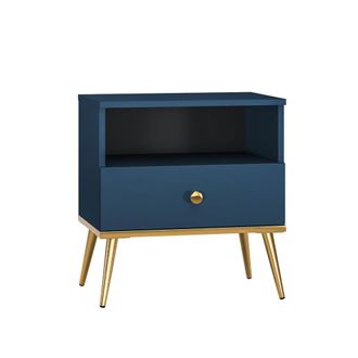 Petits Meubles Mesita de noche 1 caj&oacute;n melamina azul