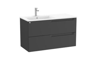 Roca Mueble Izquierda 1000mm Aleyda 2 Cajones + Lavabo Negro Mate