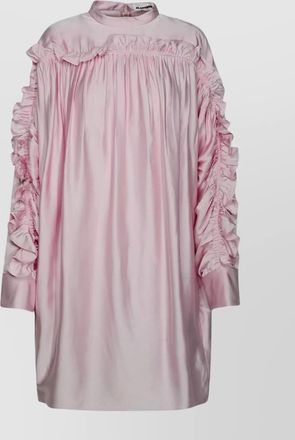 Jil Sander ruffled viscose dress buttoned cuffs