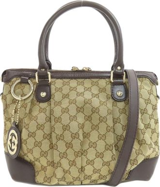 Gucci Sukey Brown Canvas Tote Bag (Pre-Owned)