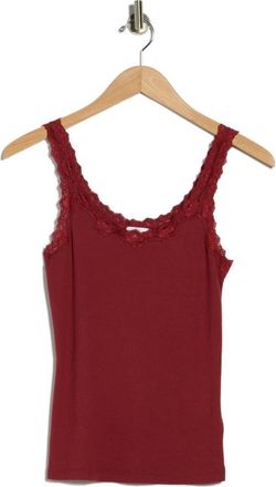 Leith Lace Trim Tank in Red Ruby at Nordstrom Rack, Size X-Large