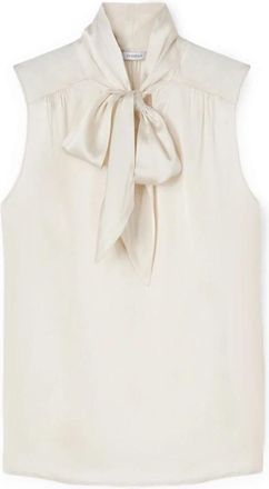 Motivi Top met strik van satijn - Dames - Tops zonder mouwen - Wit - S - Satijn - Tops