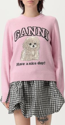 Ganni Maglia a girocollo in lana vergine con cagnolino Ganni