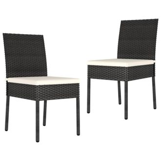Berkfield Home Durable 3 Piece Outdoor Dining Set with Cushions Poly Rattan Black
