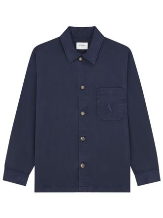 Saint Laurent Navy Blue Logo Overshirt