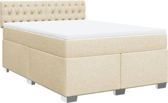 vidaXL Vidaxl - Cama Box Spring Con Colch&oacute;n Tela Color Crema 160x200 Cm