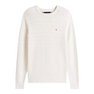 Tommy Hilfiger Round-neck Knitwear, male, Beige, XL, Textured Stripe Crew Neck Jumper