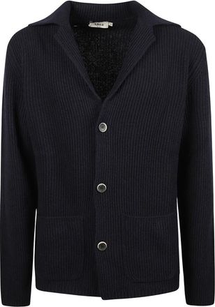 Altea Ribbed Wool Cardigan - Heren - Vesten - Blauw - L - Wol - Truien & Vesten