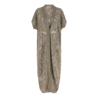 Brunello Cucinelli Dazzling Water Lillies Cardigan - female - Brunello Cucinelli - Cardigans - Brown - XS - Knitwear