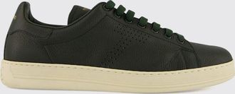 Tom Ford Grained Leather Low Top Sneakers with Perforated Monogram