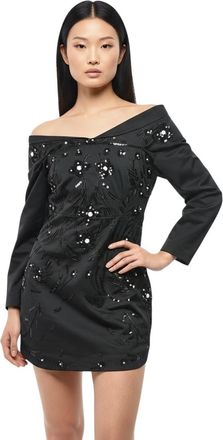 Dsquared2 Black Embellished Off Shoulder Mini Dress