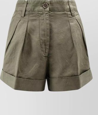 Aspesi linen cotton shorts belt loops pleats