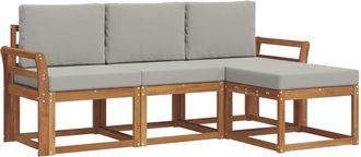 vidaXL Conjunto De Sof&aacute;s De Exterior 4 Uds. Gris Natural Y Claro Vidaxl