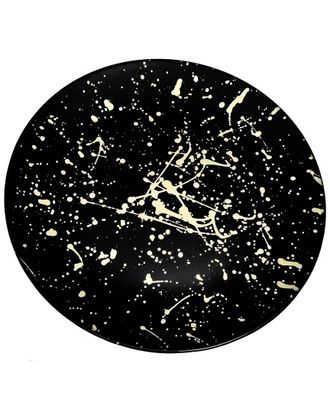 Alice Pazkus Set Of Four Black Dinner Plates With Splashy Gold Design