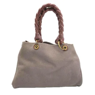 Bottega Veneta Brown Canvas Handbag Tote Bag (Pre-Owned)