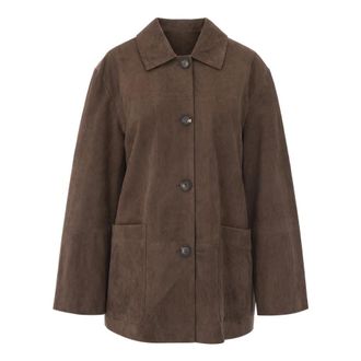 Max Mara Smmastrale Su&egrave;de Jas - Dames - Leren en Su&egrave;de Jassen - Bruin - 3XS - Su&egrave;de - Jassen