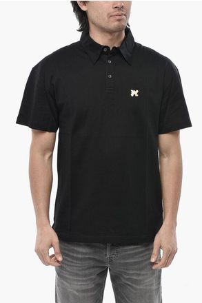 Palm Angels Hopsack Cotton Polo With Metallic Monogram Appliqu&eacute; size Xxl