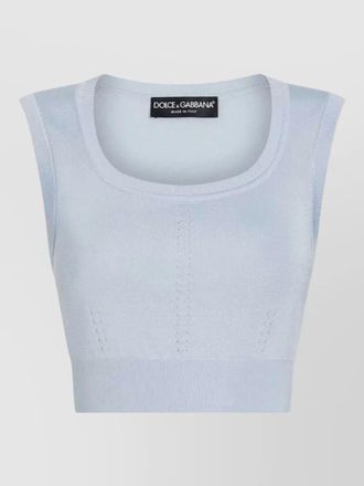 Dolce & Gabbana silk cropped square neck sleeveless knitted top