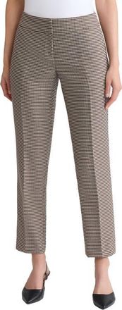 Kasper Houndstooth Flat Front Slim Pants in Black Multi at Nordstrom, Size 10