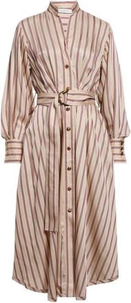 Zimmermann Valiant Stripe Long Sleeve Midi Shirtdress in Cream Rose Stripe at Nordstrom, Size 2