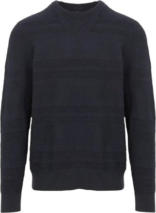 A|X Armani Exchange AX Pullover - Heren - Ronde hals truien - Blauw - S - Katoen - Truien & Vesten
