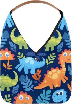 Generic Blue Background Dinosaurs Reusable Lightweight Grocery Bags - Foldable Into Compact Pouch, Washable & Sturdy, Multipurpose for Shopping and Travel
