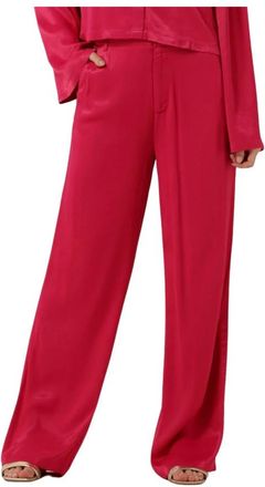ALIX The Label Wijde satijnen broek - Dames - Wijde Broeken - Roze - S - Satijn - Broeken