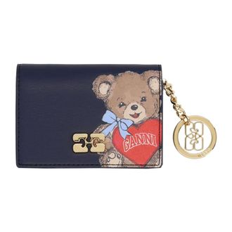 Ganni Accessoires, Dames, Blauw, ONE Size, Kaarthouder met Flap Puddle