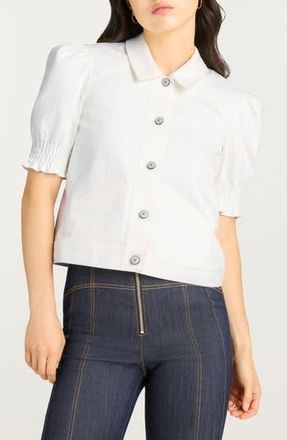 Cinq &agrave; Sept Roselyn Puff Sleeve Stretch Denim Jacket in White at Nordstrom Rack, Size 14