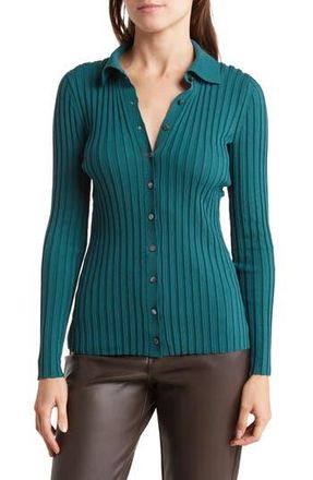 Vince Collar Rib Sweater in Dk Jade at Nordstrom Rack, Size X-Small