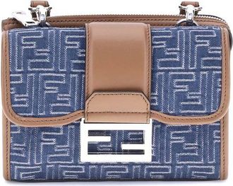 Fendi Blue Cotton Shoulder Mens Bag