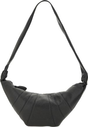 Christophe Lemaire Medium Crescent-Shaped Black Shoulder Bag with Stitched Details
