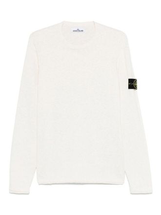 Stone Island Ivory Crew-Neck Sweater