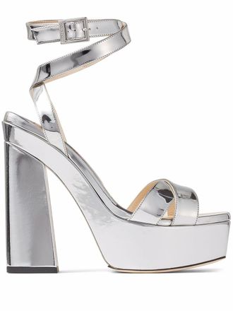 Jimmy Choo London Gaia 140mm sandals - women - Leather/Leather/Leather - 39,5 - Silver