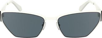 Calvin Klein Womens Cateye Sunglasses White Frame Metal - One Size