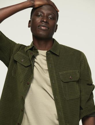 Lucky Brand Mens Plaid Corduroy Long Sleeve Workshirt
