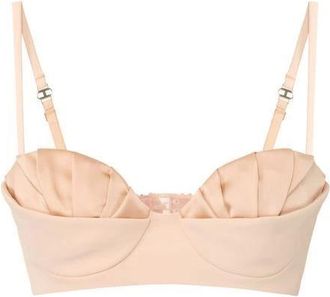 Elisabetta Franchi Ondergoed, Dames, Beige, L, Satijn, BH in lichtgewicht cr&ecirc;pe- en satijnen stof