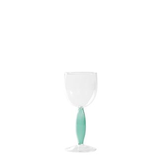 Zafferano Dorici Set 4 Calici Per Vino Bianco In Vetro Borosilicato Soffiato A Mano Trasparente E Verde Lago, Design Artigianale Elegante E Raffinato