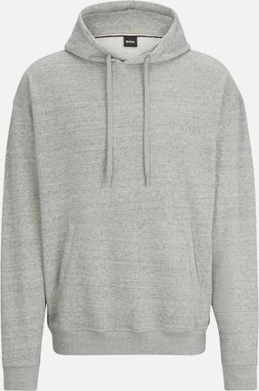 HUGO BOSS Mens BOSS Cozy Pullover Hoodie, Medium Grey Melange - Size: 38